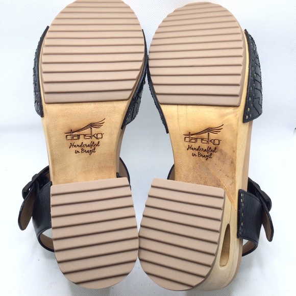 Dansko Womens Odele Black Tumbled Calf Block Heeled Sandals Size 40 (9.5-10 US) - Picture 11 of 12